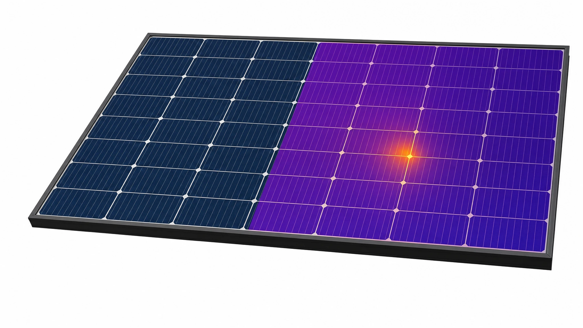 Schematische thermische Ansicht eines PV-Moduls mit lokalem Hotspot